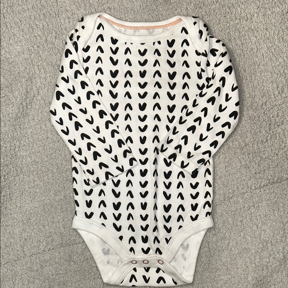 Black and White Long Sleeve Baby Onesie